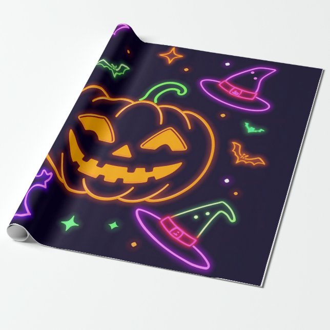 Papier Cadeau Neon Halloween Party cadeau envelopper (Déroulé)