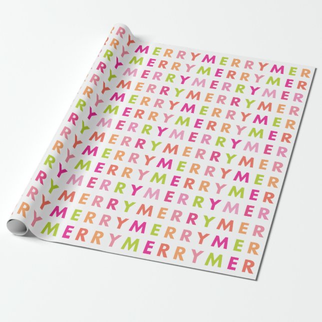 Papier Cadeau Neon moderne Joyeux Noël Papier d'enveloppement (Déroulé)