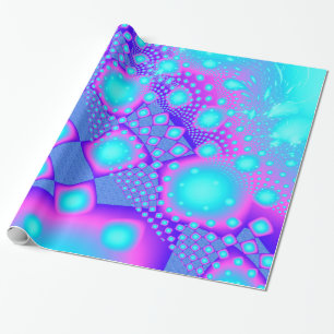 Papier Cadeau Neon Molecules Psychedelic Fractal