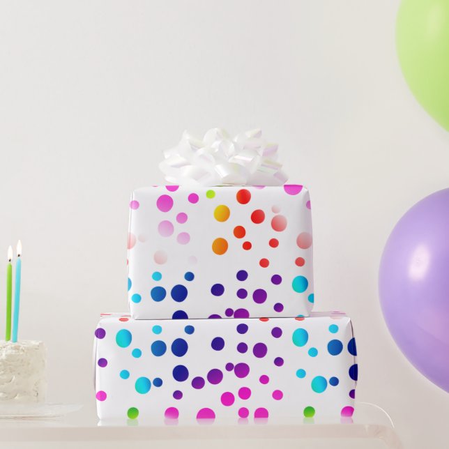 Papier Cadeau Neon Rainbow Pois (Cadeaux de fête)