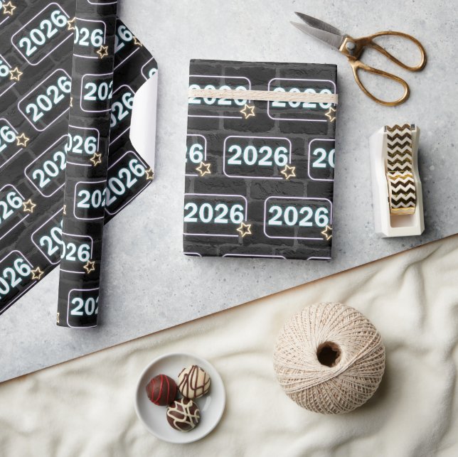 Papier Cadeau Neon Sign On Brick for 2026 (Artisanat)