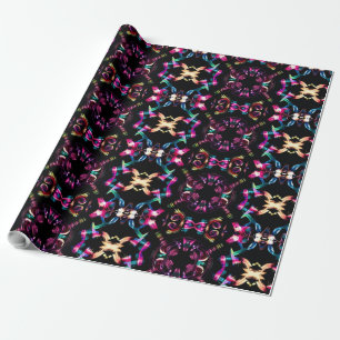 Papier Cadeau Neon Starburst Kaleidoscope