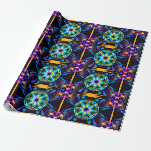 Papier Cadeau Neon Starburst Kaleidoscope