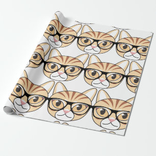 Papier Cadeau Nerdy Tabby Chat avec lunettes