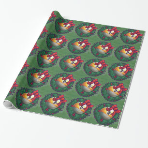 Papier Cadeau Neuf boule dans la couronne Motif sur vert
