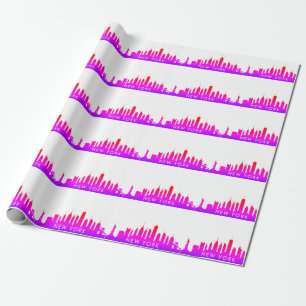 Papier Cadeau New York Skyline Pink Big Apple Modern City