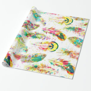 Papier Cadeau Nez de plumes cool à l'aquarelle tendance