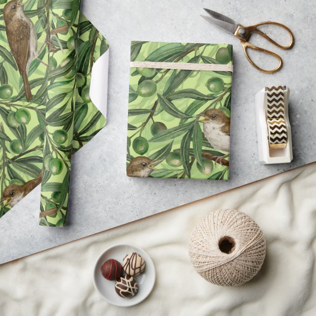 Papier Cadeau Nightingales dans l'olivier 2 (Artisanat)