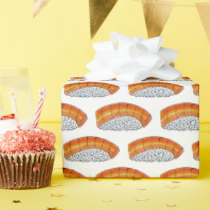 Papier Cadeau Nigiri Orange Saumon Sushi japonais Nourriture jap