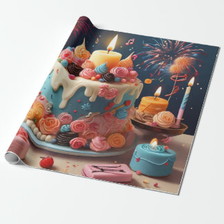 Papier Cadeau N'Importe Quel Âge Joyeux Anniversaire Bougie De G