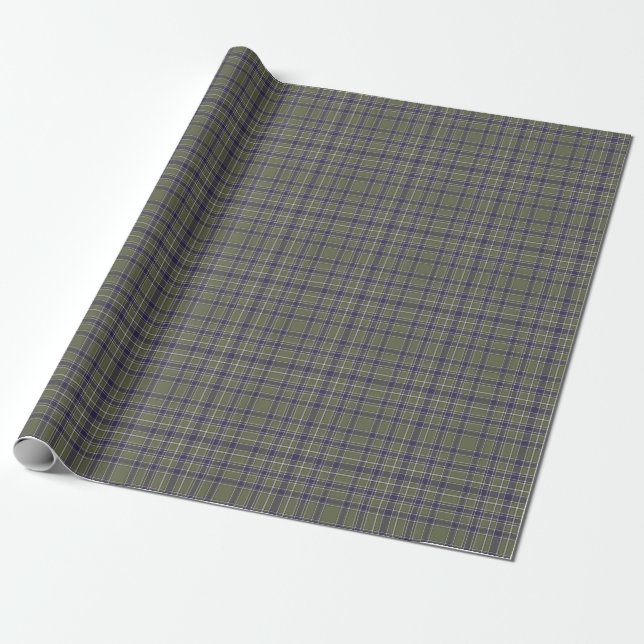 Papier Cadeau No. 71 de vert, bleu et de beige de motif de plaid (Déroulé)