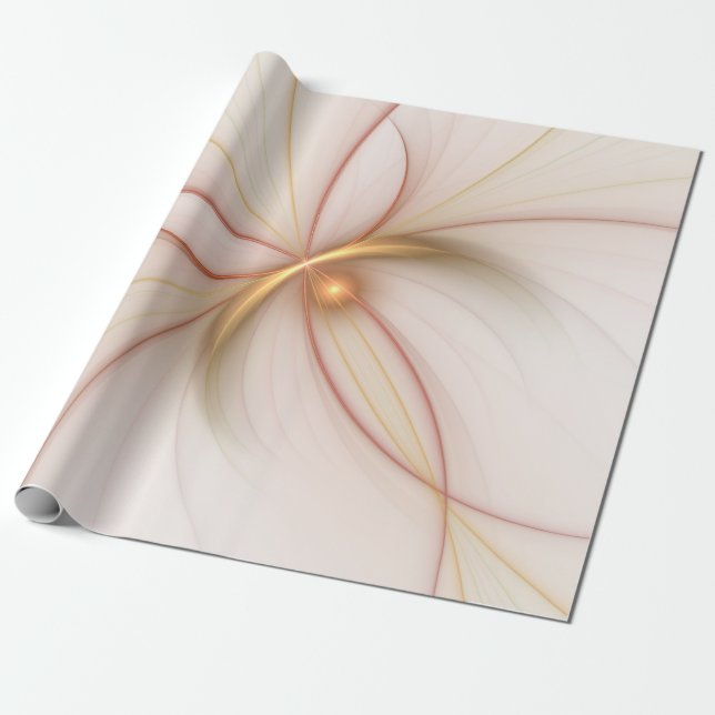 Papier Cadeau Noble Cuivre Et Or Abstrait Art Fractal Moderne (Déroulé)