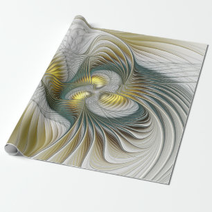 Papier Cadeau Nobly Golden Turquoise Imaginaire Fractal Art