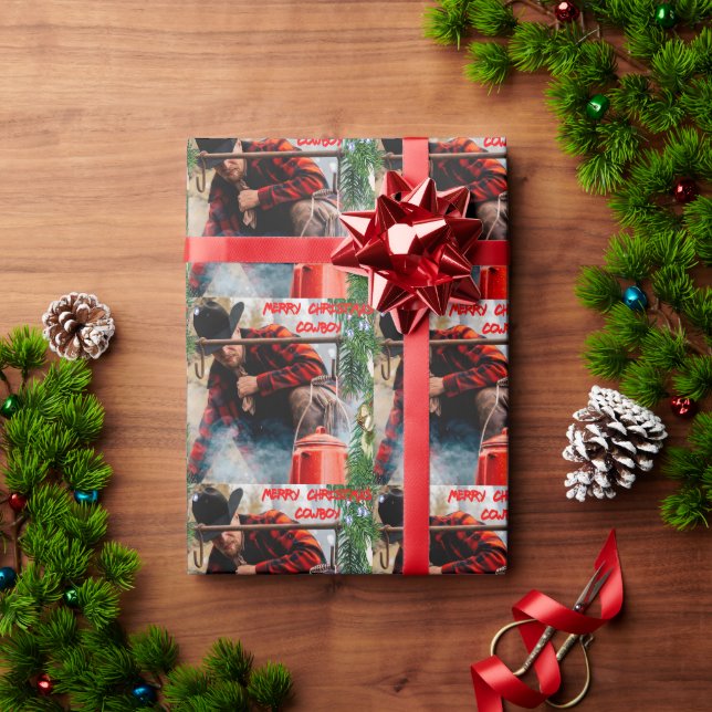 Papier Cadeau Noël à Cowboy (Cadeau de vacances)