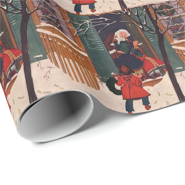 Papier Cadeau Noël à la maison de grand-mère (Coin rond)