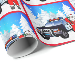 Papier Cadeau Noël à la police de Père Noël