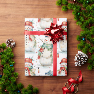 Papier Cadeau Noël à l'aquarelle de neige
