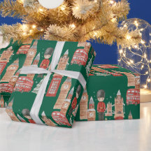 Papier cadeau Noël à Londres aquarelle