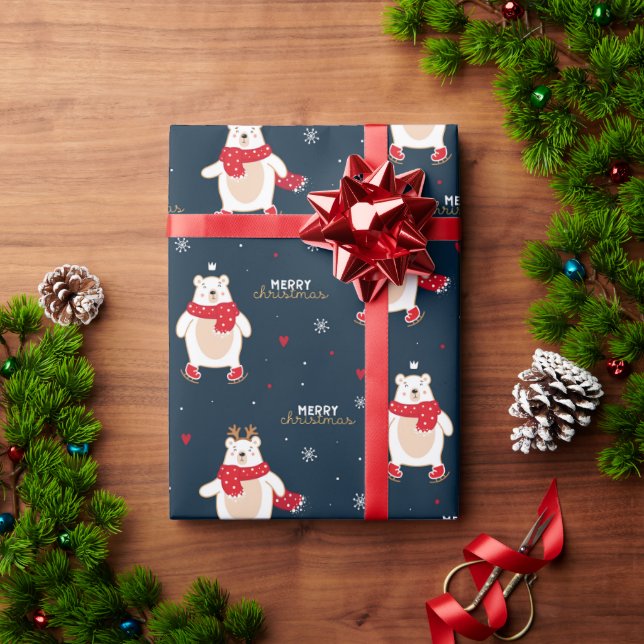 Papier Cadeau Noël à l'ours polaire (Cadeau de vacances)