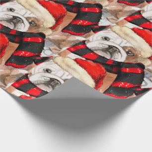 Papier Cadeau Noël à motif Bulldog anglais