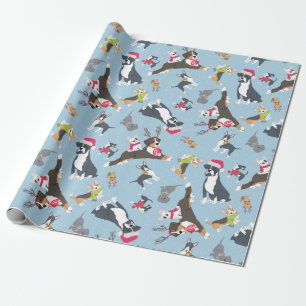 Papier Cadeau Noël À Thème Chien "Père Noël Paws"