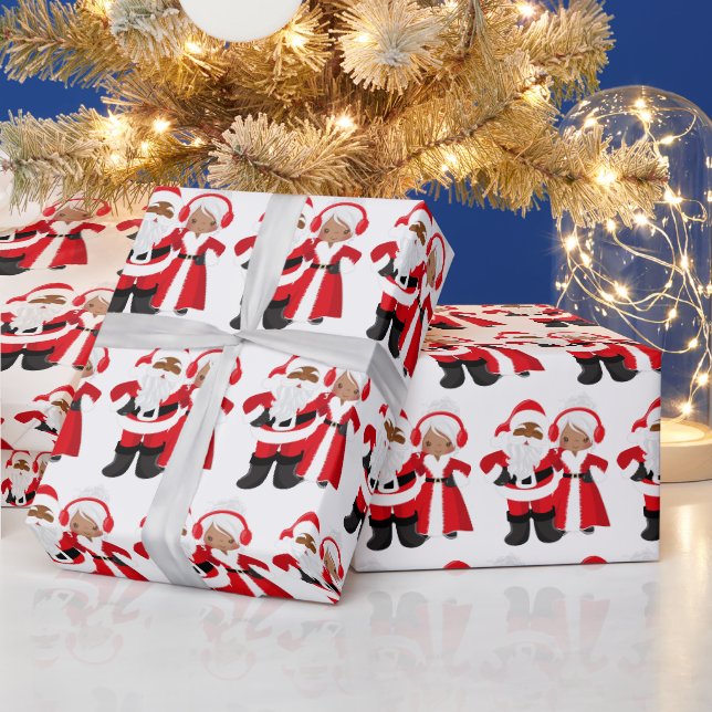 Papier Cadeau Noël Africain Américain Père Noël Mme Claus (Vacances)