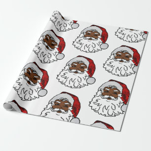 Papier Cadeau noël africain noir père Noël