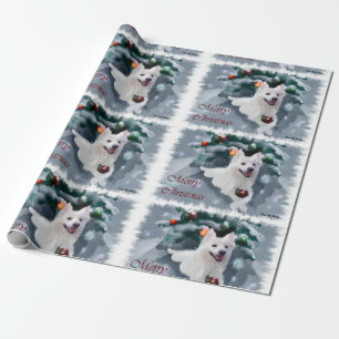 Papier Cadeau Noël américain de chien esquimau