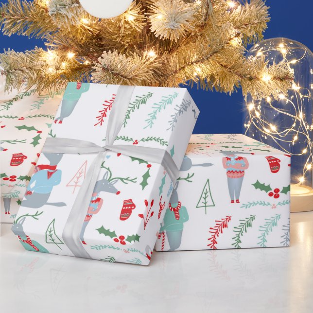 Papier Cadeau Noël animal du renne mou (Vacances)