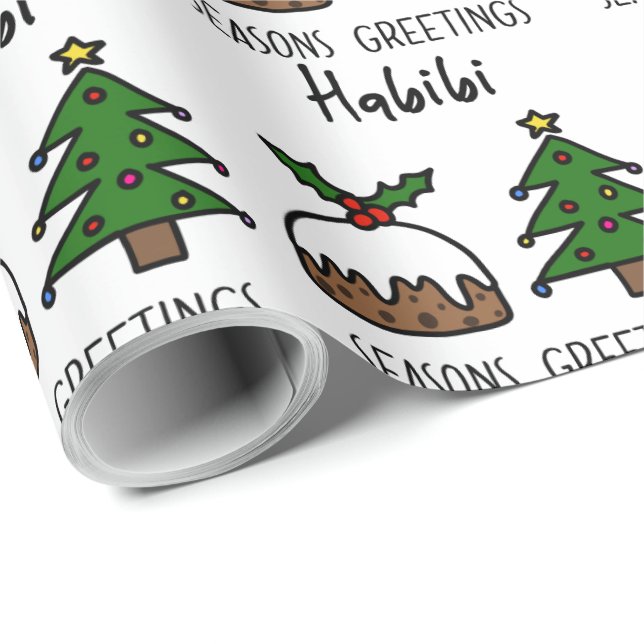 Papier Cadeau Noël arabe Joyeuses Fêtes Habibi (Coin rond)