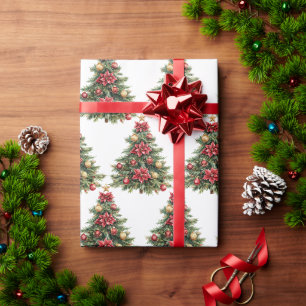 Papier cadeau Noël Arbre de Noël Vintage en Pin