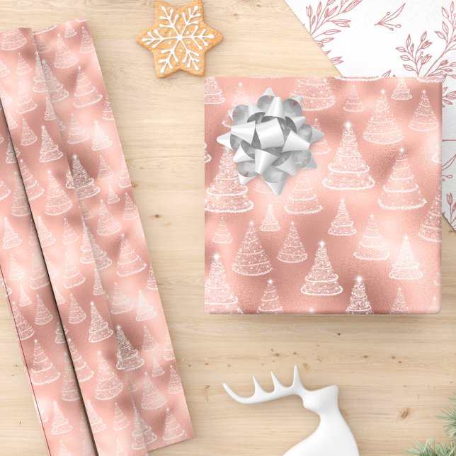 Papier Cadeau Noël Arbre Motif Rose Gold Holiday (Créateur téléchargé)