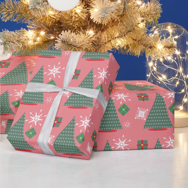 Papier Cadeau Noël Arbre Snowflakes Cadeaux Papier à envelopper (Vacances)
