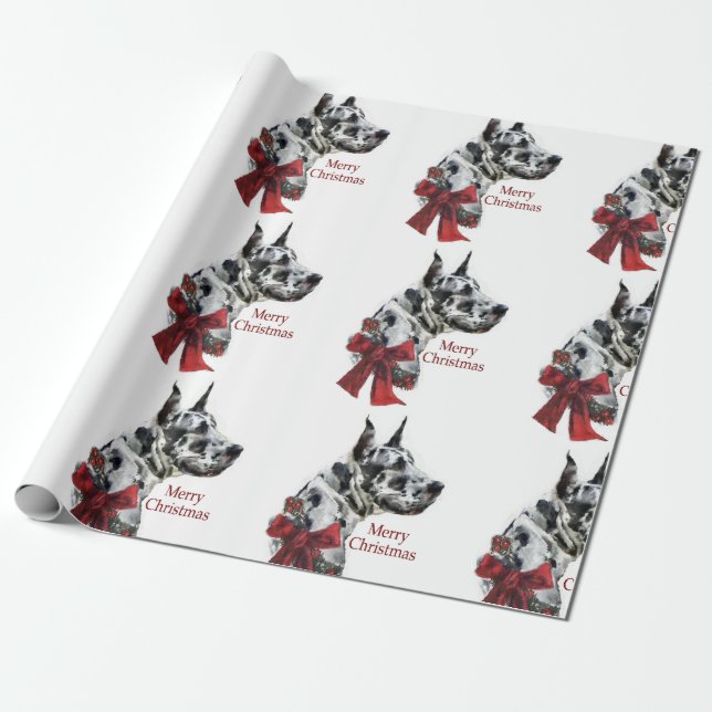 Papier Cadeau Noël Arlequin Great Dane (Déroulé)