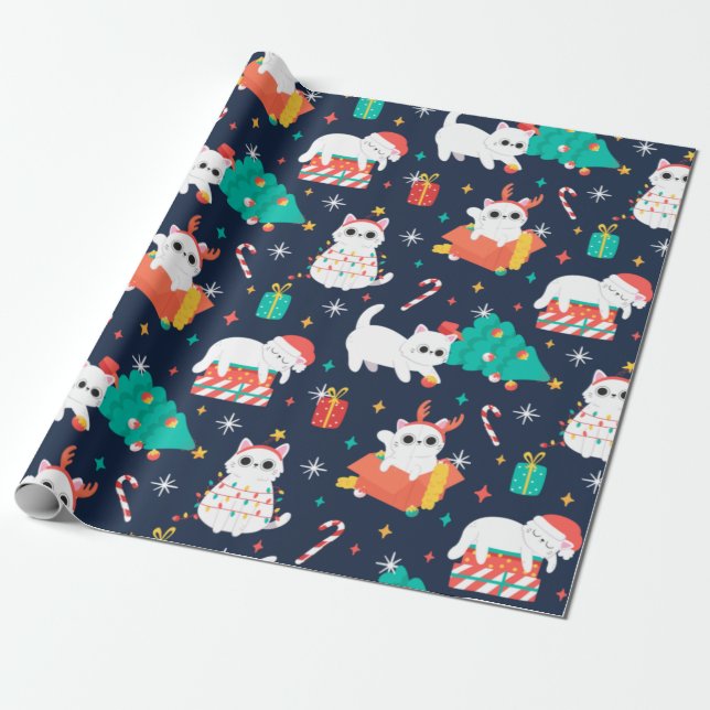 Papier Cadeau Noël aux chats (Déroulé)