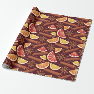 Papier Cadeau Noël aux épices orange