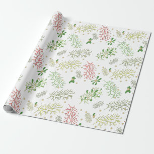 Papier Cadeau Noël avec du gui 