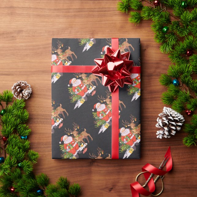 Papier Cadeau Noël avec Père Noël - Fêtes (Cadeau de vacances)