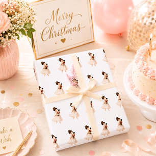 Papier Cadeau Noël ballerine casse-noisette rose blanc