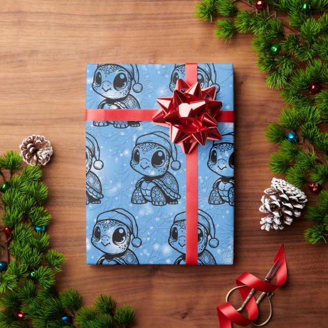 Papier Cadeau Noël Bébé tortue de mer (Cadeau de vacances)
