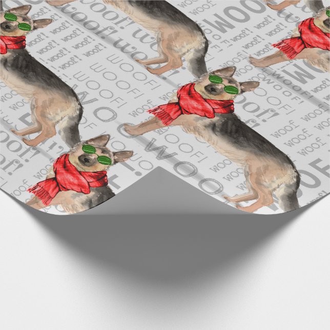 Papier Cadeau Noël berger allemand pour les Amoureux de les chie (Coin)