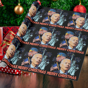 Papier Cadeau Noël Biden Drôle Joe Biden Confus Noël