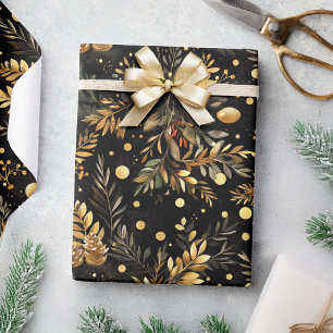 Papier Cadeau Noël Black Gold Moody Elegant cadeau festif