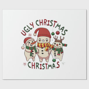 Papier Cadeau Noël blanc ; UGLY CHRISTMAS