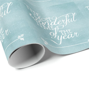 Papier Cadeau Noël bleu avec des mots