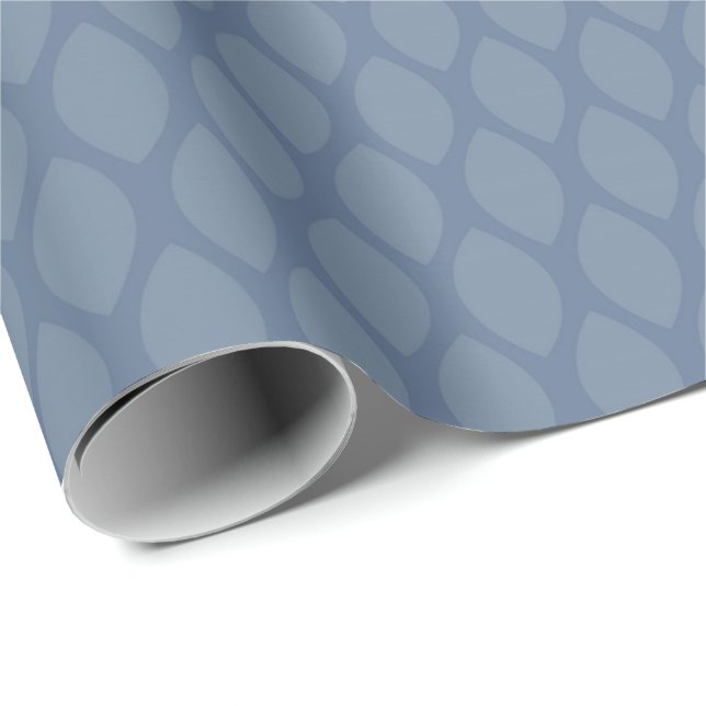 Papier Cadeau Noël bleu et ivoire Dusty (Coin rond)
