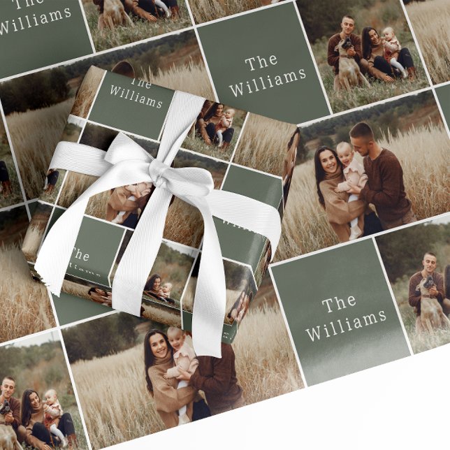 Papier Cadeau Noël boho moderne | Collage photo de la famille ve (Créateur téléchargé)