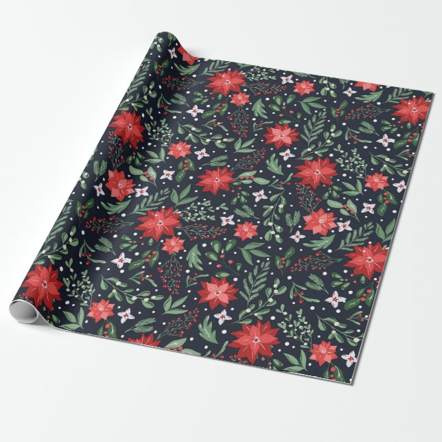 Papier Cadeau Noël Botanique Berries Ferme Pays (Déroulé)