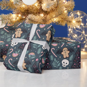Papier Cadeau Noël botanique pastel gothique