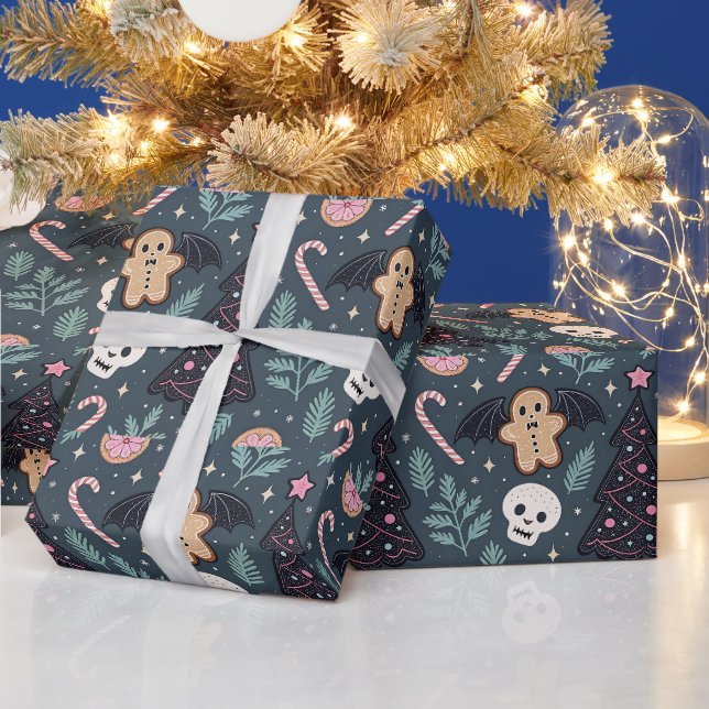 Papier Cadeau Noël botanique pastel gothique (Vacances)